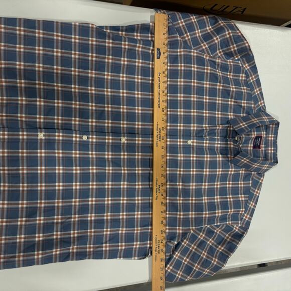 UNTUCKit Men’s 2XL Button-Down Shirt Blue Brown Plaid Wrinkle-Resistant Casual - Picture 3 of 5